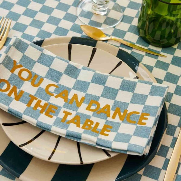 Serviette de table 'Joséphine' Damier Bleu 'You Can Dance' | ROSE IN APRIL