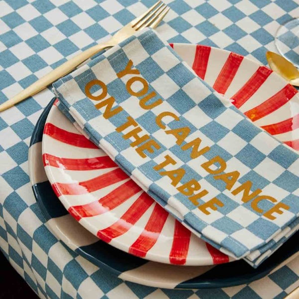 Serviette de table 'Joséphine' Damier Bleu 'You Can Dance' | ROSE IN APRIL