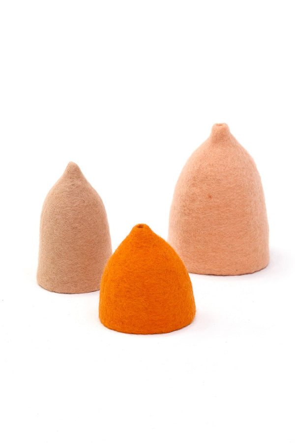 Set 3 cache-vases 'Clochettes' en laine feutrée | MUSKHANE