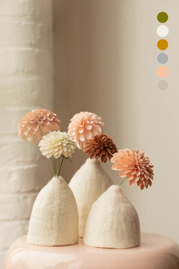Set 3 cache-vases 'Clochettes' en laine feutrée | MUSKHANE