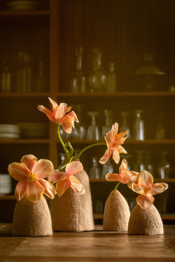 Set 3 cache-vases 'Clochettes' en laine feutrée | MUSKHANE