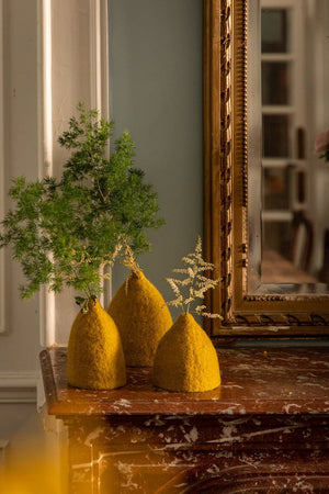 Set 3 cache-vases 'Clochettes' en laine feutrée | MUSKHANE