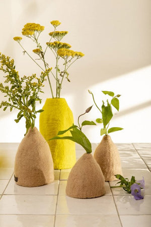 Set 3 cache-vases 'Clochettes' en laine feutrée | MUSKHANE