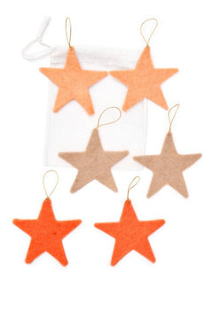 Set de 6 étoiles de fête en laine feutrée | MUSKHANE