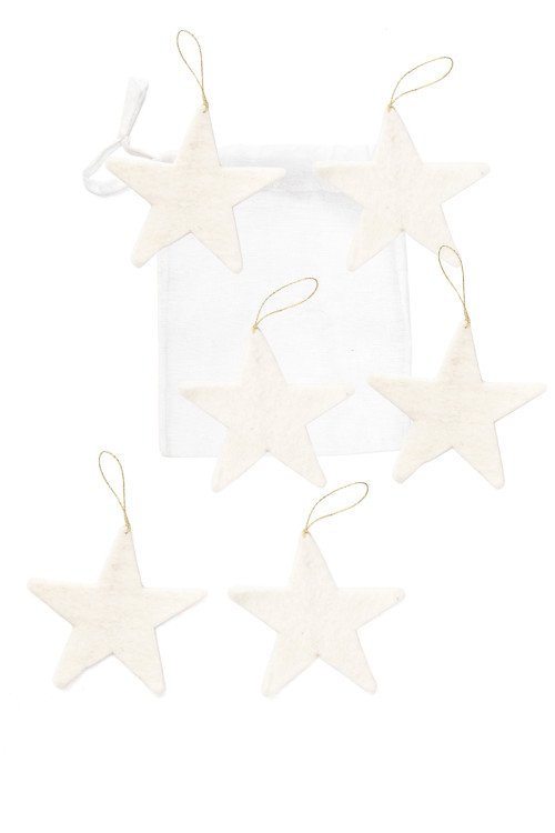 Set de 6 étoiles de fête en laine feutrée | MUSKHANE