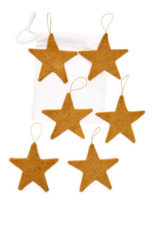 Set de 6 étoiles de fête en laine feutrée | MUSKHANE