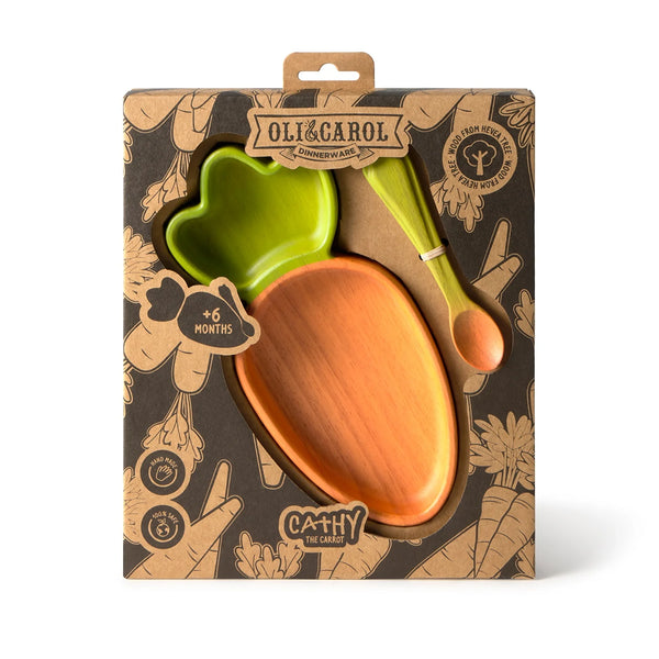 Set vaisselle enfant assiette et cuillère 'Cathy' la carotte | OLI & CAROL