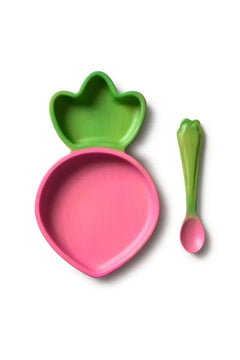 Set vaisselle enfant assiette et cuillère 'Ramona' le radis | OLI & CAROL