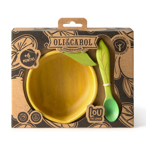 Set vaisselle enfant bol et cuillère 'Lou' le citron | OLI & CAROL