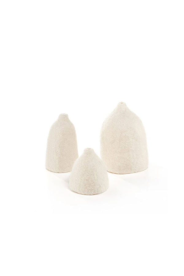 Set 3 cache-vases 'Clochettes' en laine feutrée | MUSKHANE