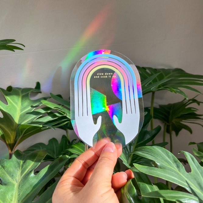 Sticker créateur d'arc-en-ciel 'Slow down and soak it up' | BOTANOPIA