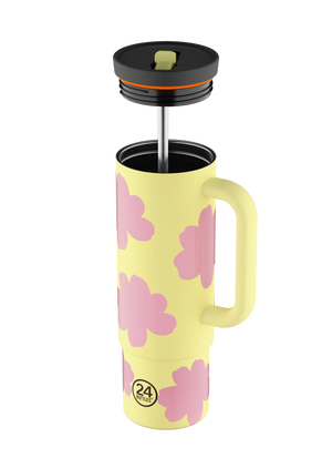 Straw Cup isotherme en inox 'Daydreaming yellow' | 24 BOTTLES