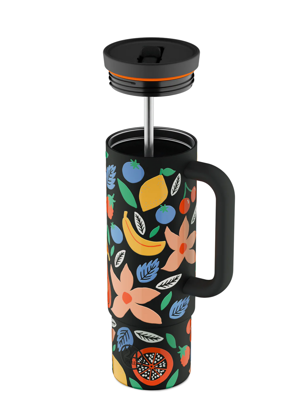 Straw Cup isotherme en inox 'Tropical noir' | 24 BOTTLES