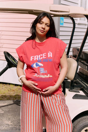 T-shirt d'allaitement 'Face à la Mère' Rouge | TAJINEBANANE