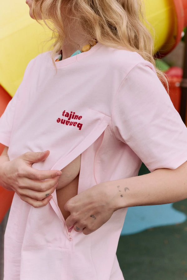 T-shirt d'allaitement 'P'Allaite' Poudre | TAJINEBANANE