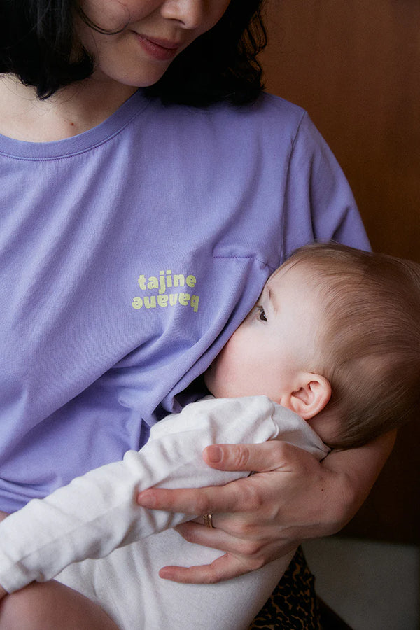 T-shirt d'allaitement 'P'allaite' Vintage Mauve | TAJINEBANANE