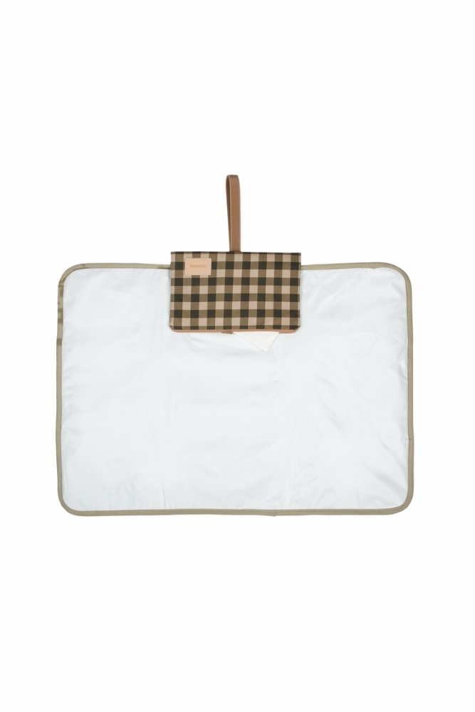 Tapis à langer 'Hyde Park' imperméable Green Checks | NOBODINOZ
