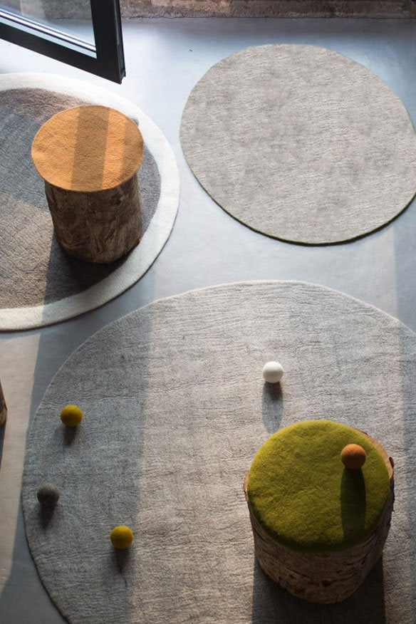 Tapis rond 'Kali' 80cm en laine feutrée | MUSKHANE