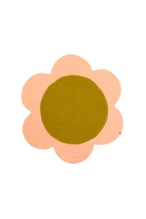 Tapis fleur en laine feutrée 'Daisy' Blush-Pistache | MUSKHANE