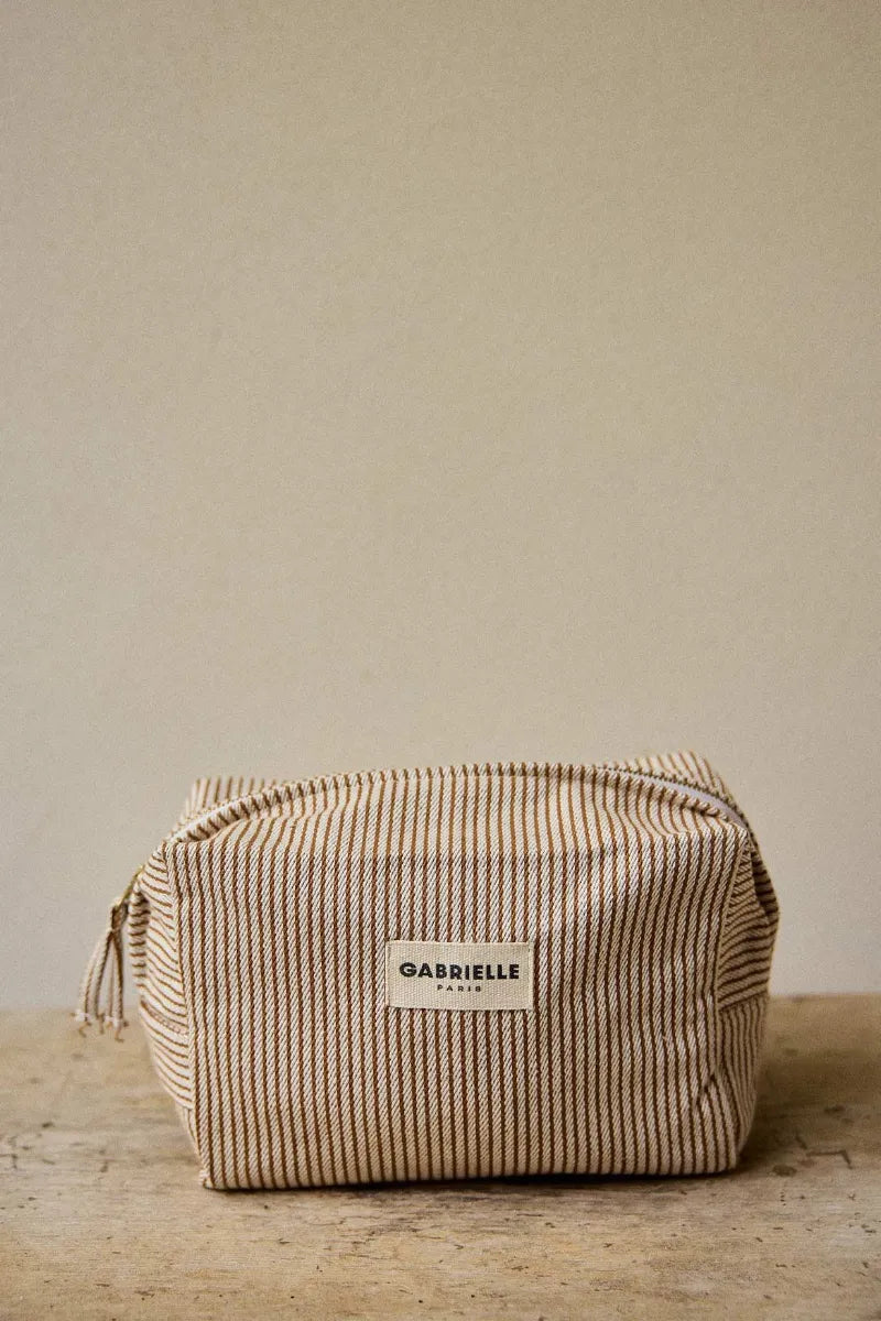 Trousse de toilette Rayures argile | GABRIELLE PARIS