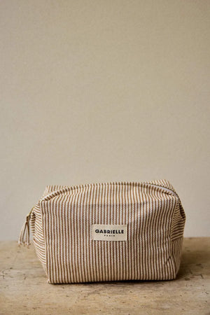 Trousse de toilette Rayures argile | GABRIELLE PARIS