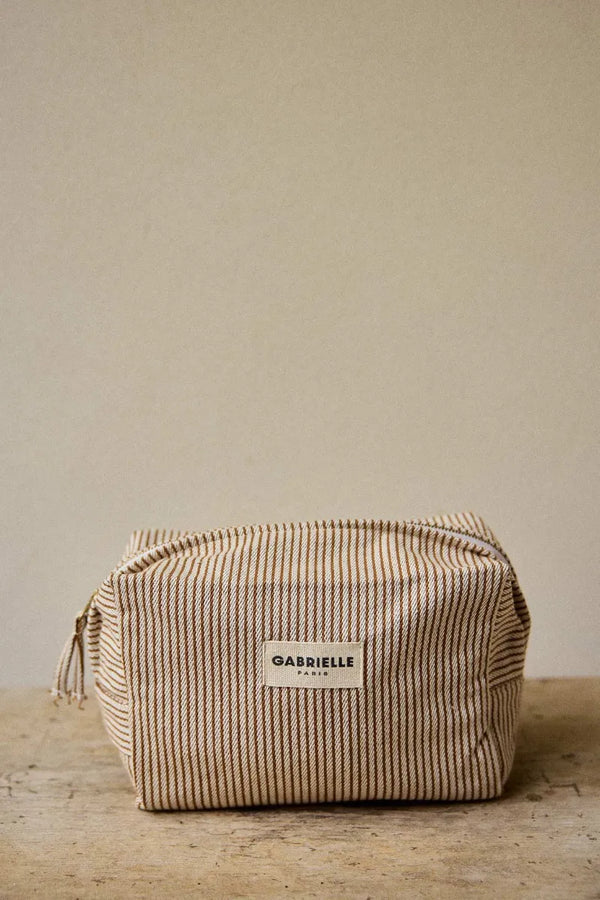 Trousse de toilette Rayures argile | GABRIELLE PARIS