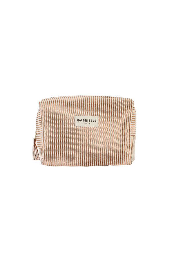 Trousse de toilette Rayures argile | GABRIELLE PARIS