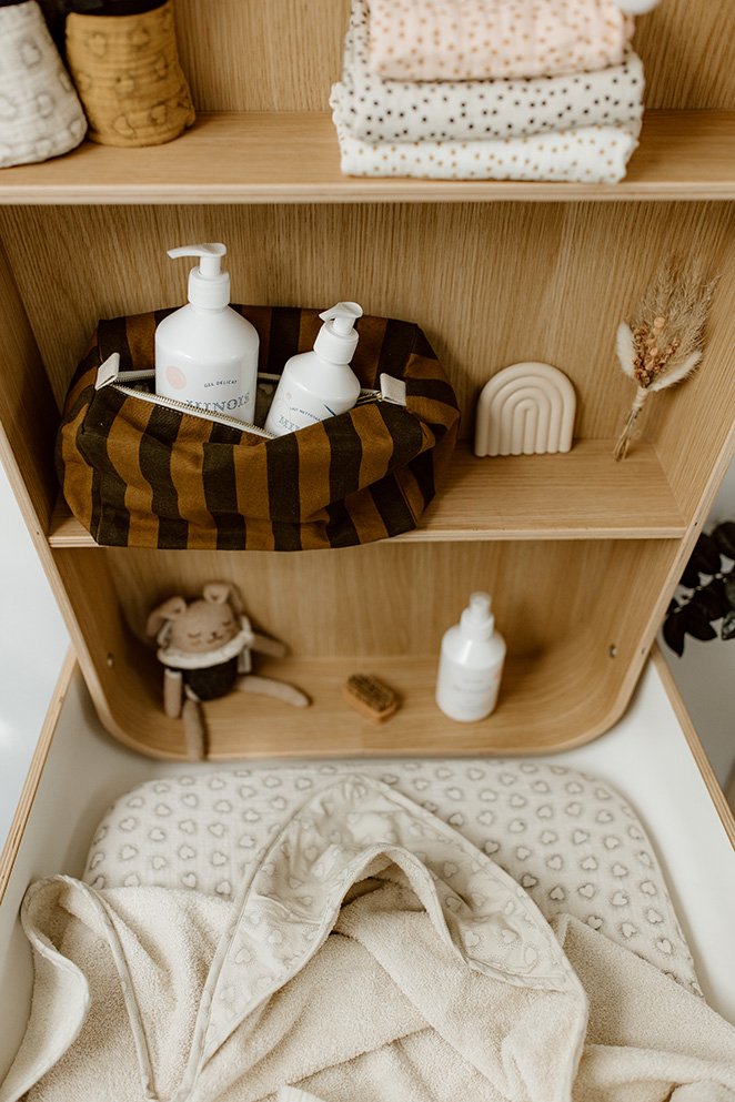 Trousse de toilette 'Vic' Rayures Cumin | ROSE IN APRIL