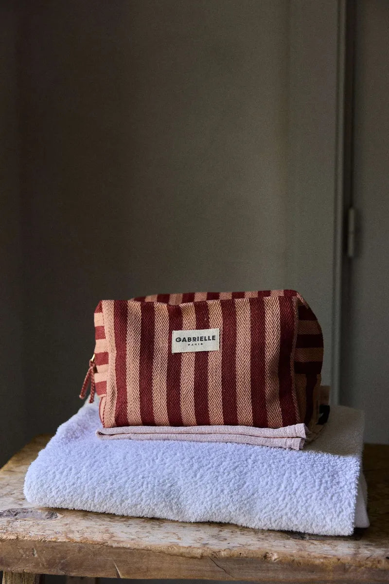 Trousse de toilette Rayures garance | GABRIELLE PARIS