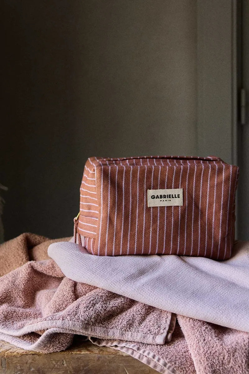 Trousse de toilette Rayures lilas | GABRIELLE PARIS