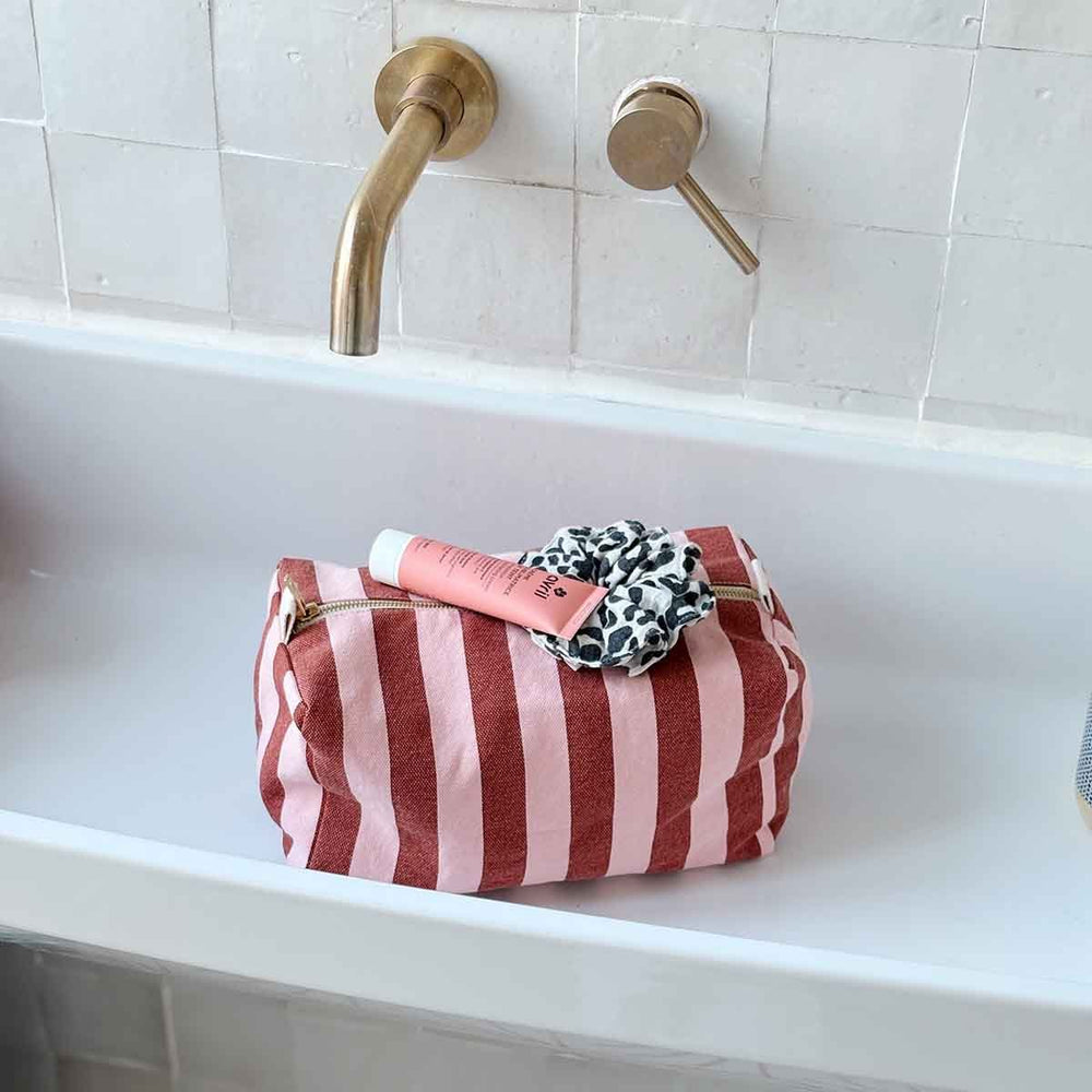 Trousse de toilette 'Vic' Rayures Brick / Pink | ROSE IN APRIL