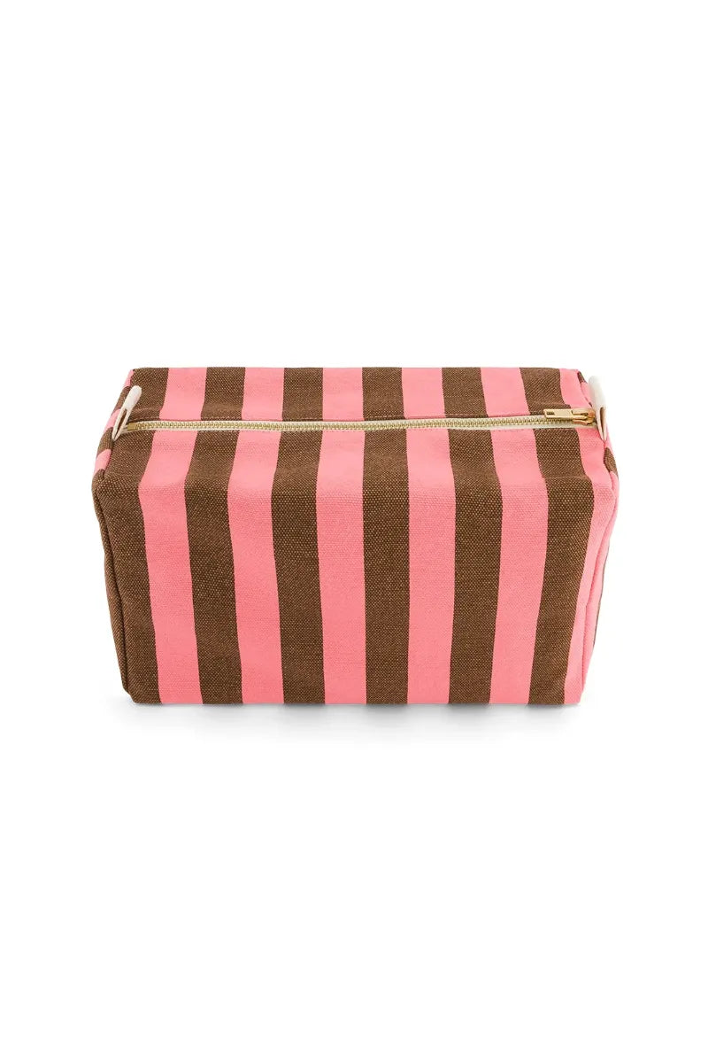Trousse de toilette 'Vic' Rayures Funky pink / Olive | ROSE IN APRIL