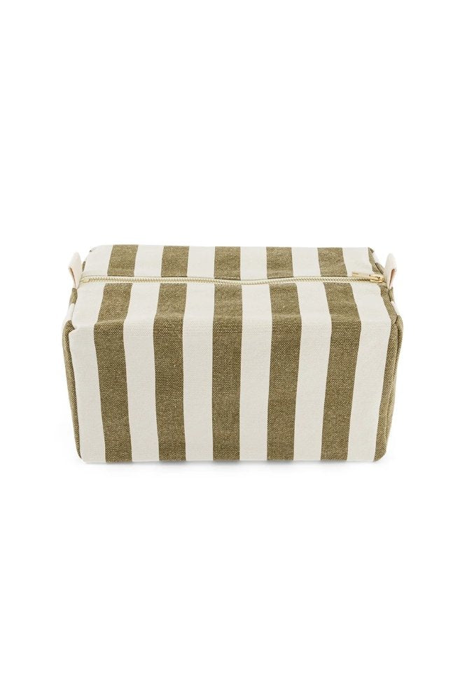 Trousse de toilette 'Vic' Rayures Olive / Greige | ROSE IN APRIL