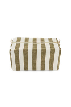 Trousse de toilette 'Vic' Rayures Olive / Greige | ROSE IN APRIL