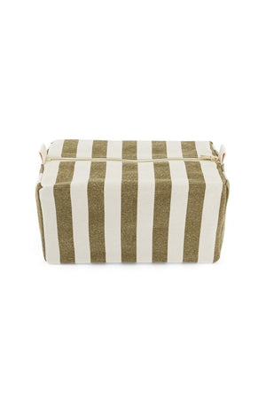 Trousse de toilette 'Vic' Rayures Olive / Greige | ROSE IN APRIL
