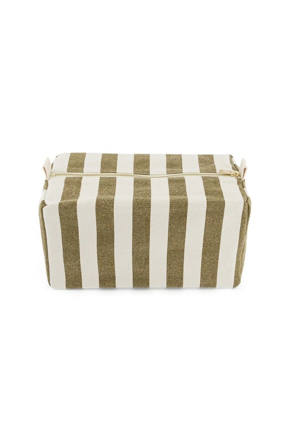 Trousse de toilette 'Vic' Rayures Olive / Greige | ROSE IN APRIL