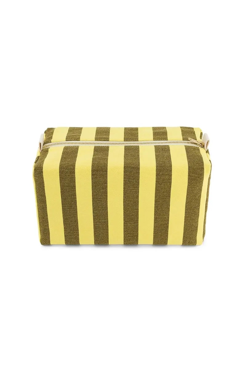 Trousse de toilette ‘Vic’ Rayures Olive / Lemon | ROSE IN APRIL