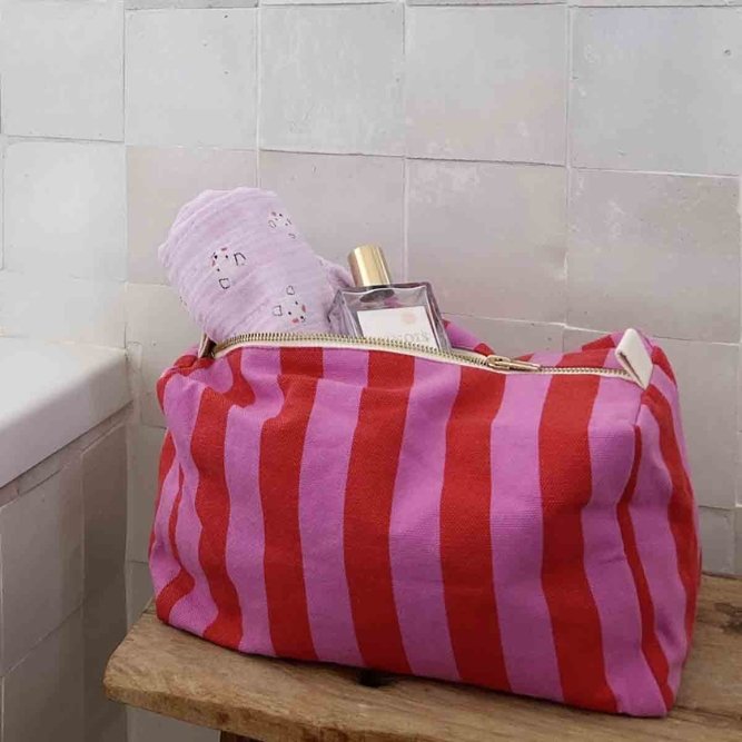Trousse de toilette 'Vic' Rayures Rayures Orchidée / Rouge | ROSE IN APRIL