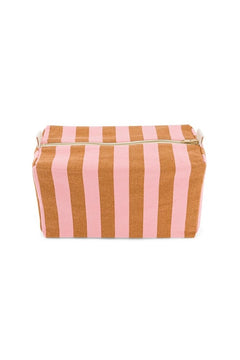 Trousse de toilette 'Vic' Rayures  Caramel / Strawberry | ROSE IN APRIL