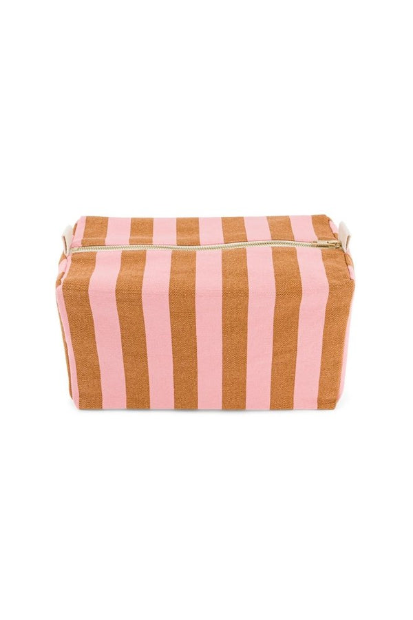 Trousse de toilette 'Vic' Rayures  Caramel / Strawberry | ROSE IN APRIL