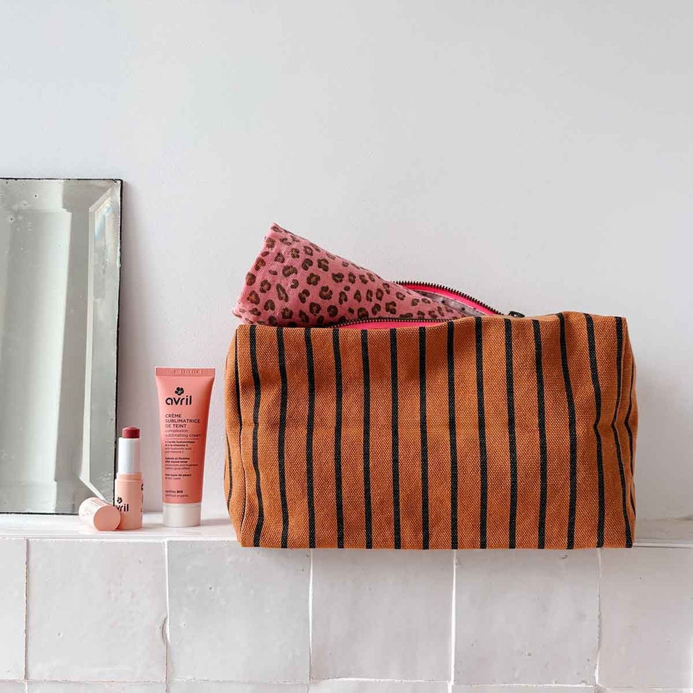 Trousse de toilette 'Vic' Rayures Tennis Ginger | ROSE IN APRIL