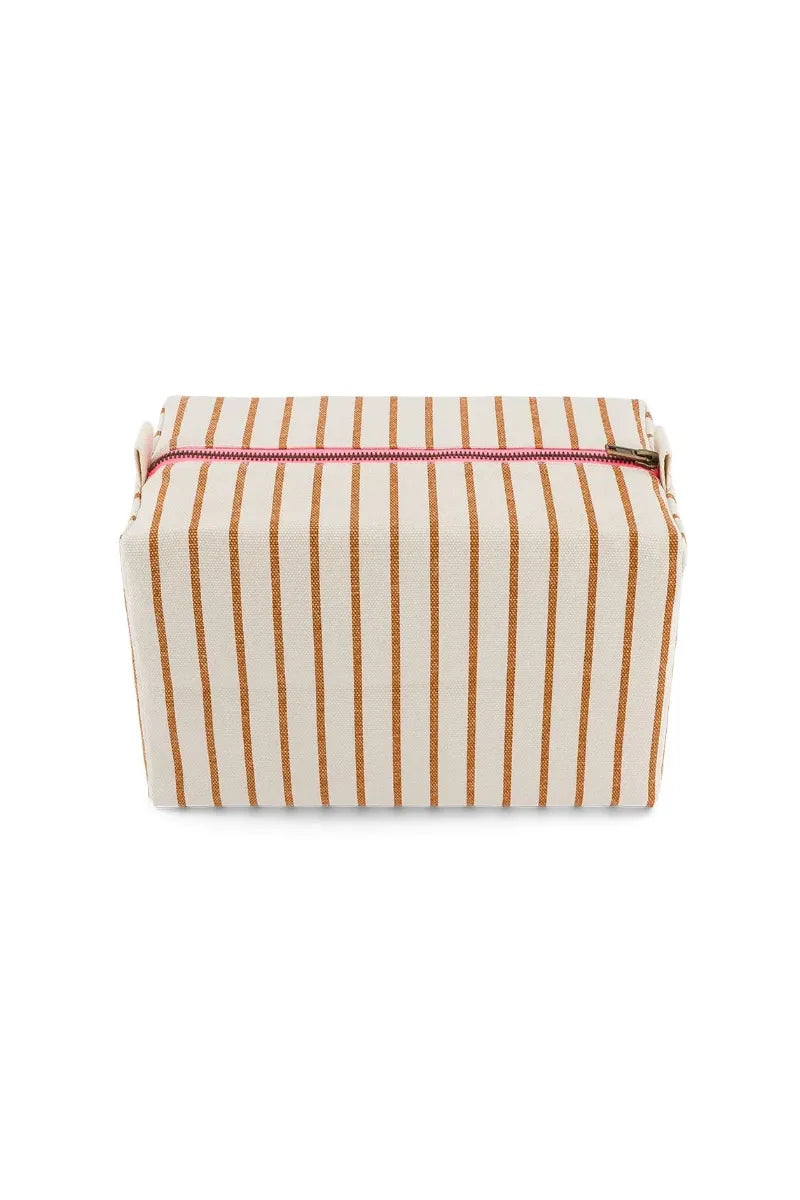 Trousse de toilette ‘Vic’ Rayures Tennis Pecan / Greige | ROSE IN APRIL