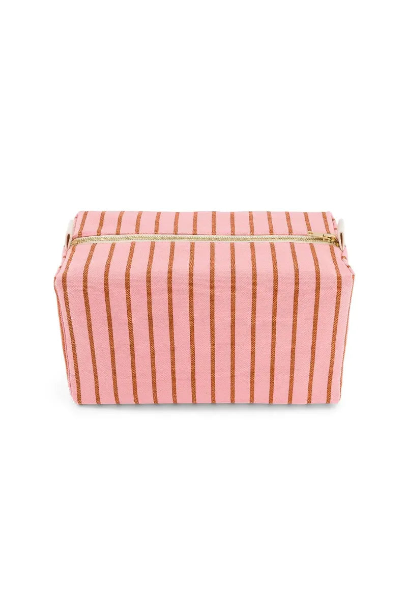 Trousse de toilette ‘Vic’ Rayures Tennis Pecan / Strawberry | ROSE IN APRIL