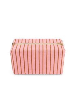 Trousse de toilette ‘Vic’ Rayures Tennis Pecan / Strawberry | ROSE IN APRIL