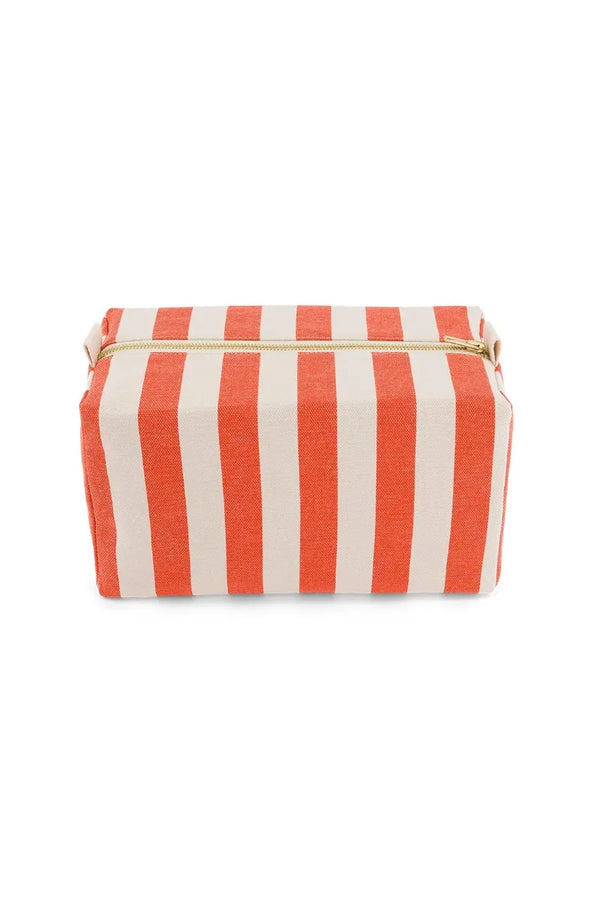 Trousse de toilette ‘Vic’ Rayures Greige / Tomato | ROSE IN APRIL