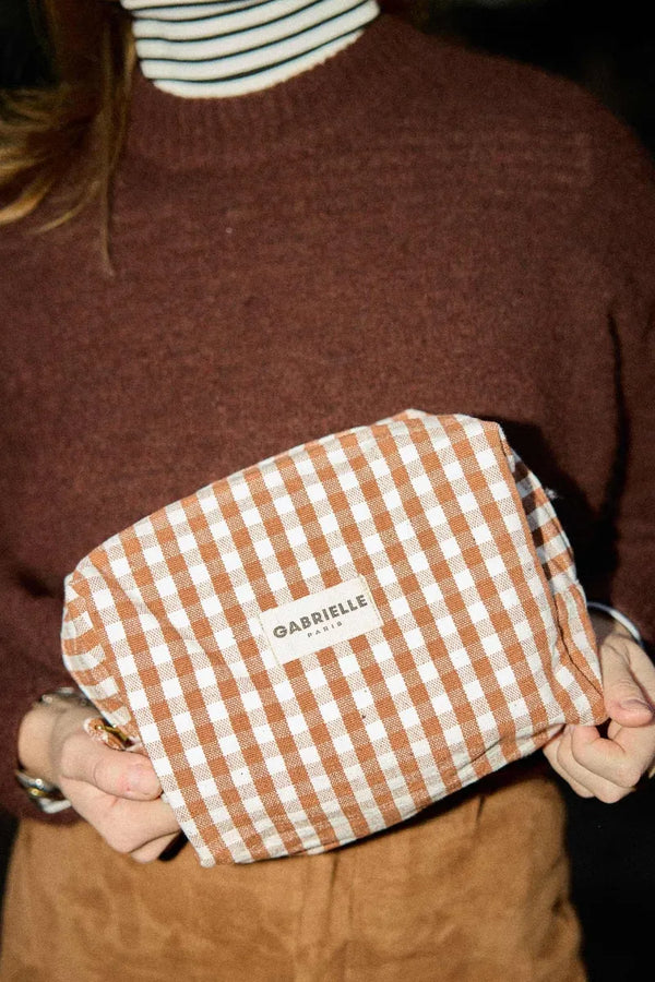 Trousse de toilette Vichy moka | GABRIELLE PARIS