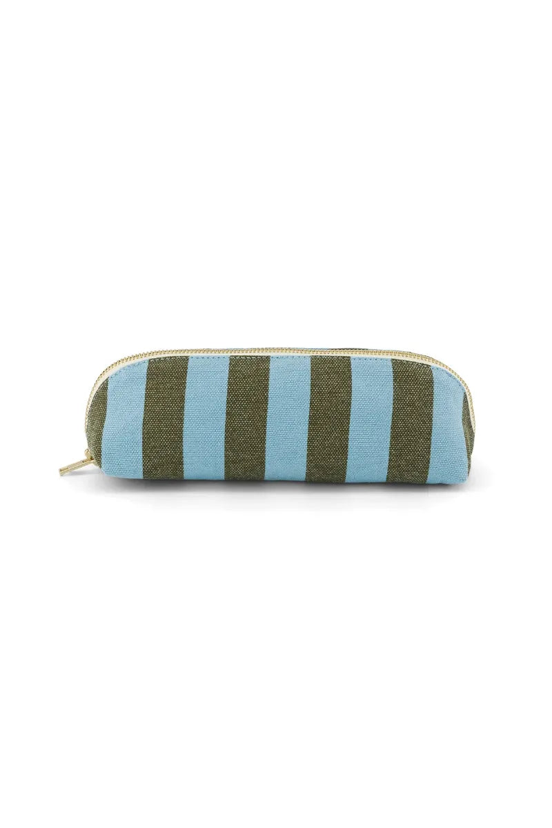 Trousse 'Gaston' Rayures Olive / Bleu | ROSE IN APRIL