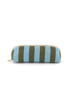Trousse 'Gaston' Rayures Olive / Bleu | ROSE IN APRIL