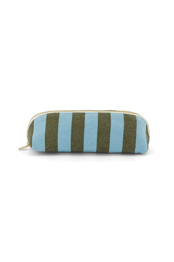 Trousse 'Gaston' Rayures Olive / Bleu | ROSE IN APRIL
