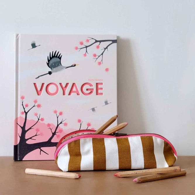 Trousse 'Gaston' Rayures Caramel | ROSE IN APRIL